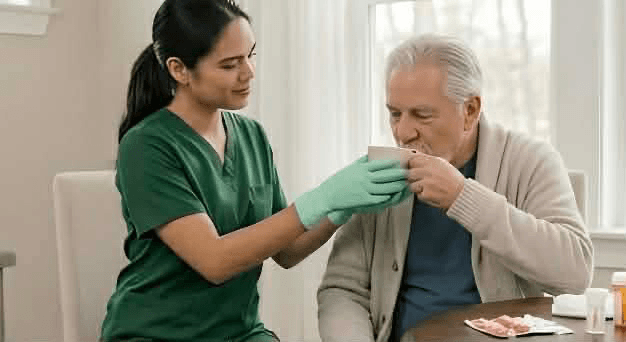 Caregiver providing companionship